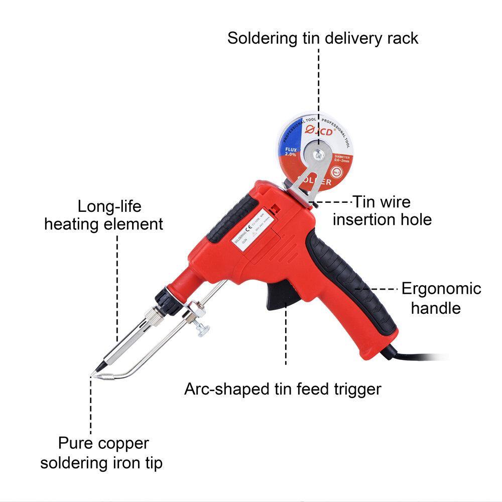 JCD-129B-18 80W Soldering Tin Gun Kit Electronic Solder Iron Guns Soldering Wires for Jewelry Home DIY Circuit Board Repair Soldering Tools