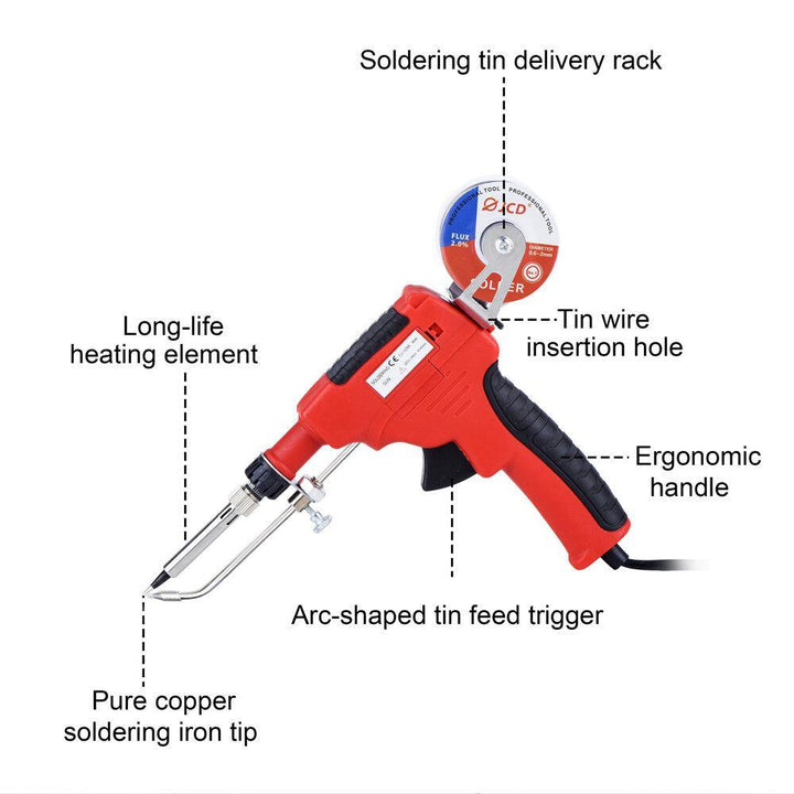 JCD-129B-18 80W Soldering Tin Gun Kit Electronic Solder Iron Guns Soldering Wires for Jewelry Home DIY Circuit Board Repair Soldering Tools