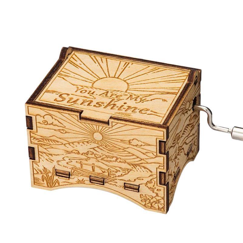 ‚ô´ YOU ARE MY SUNSHINE ‚ô´  Hand Cranked Operated Wood Music Wooden Box Kids Gift