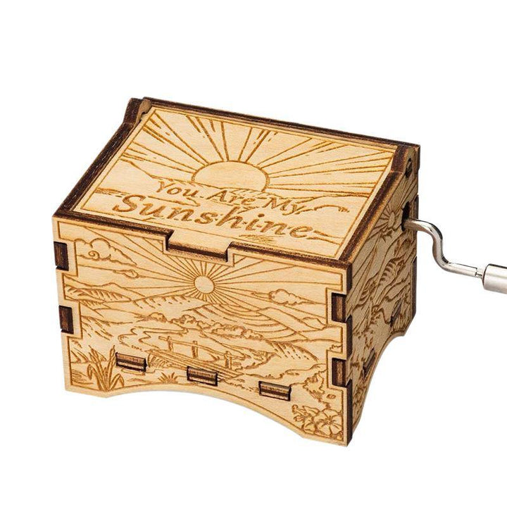 ‚ô´ YOU ARE MY SUNSHINE ‚ô´ Hand Cranked Operated Wood Music Wooden Box Kids Gift - MRSLM