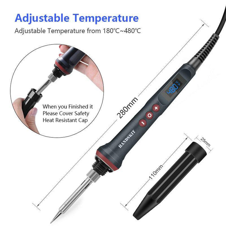 Handskit 90W LED Digital Soldering Iron Kit 110V/220V Adjust Temperature Electrical Soldering Iron 4 Wire Core Welding Tools