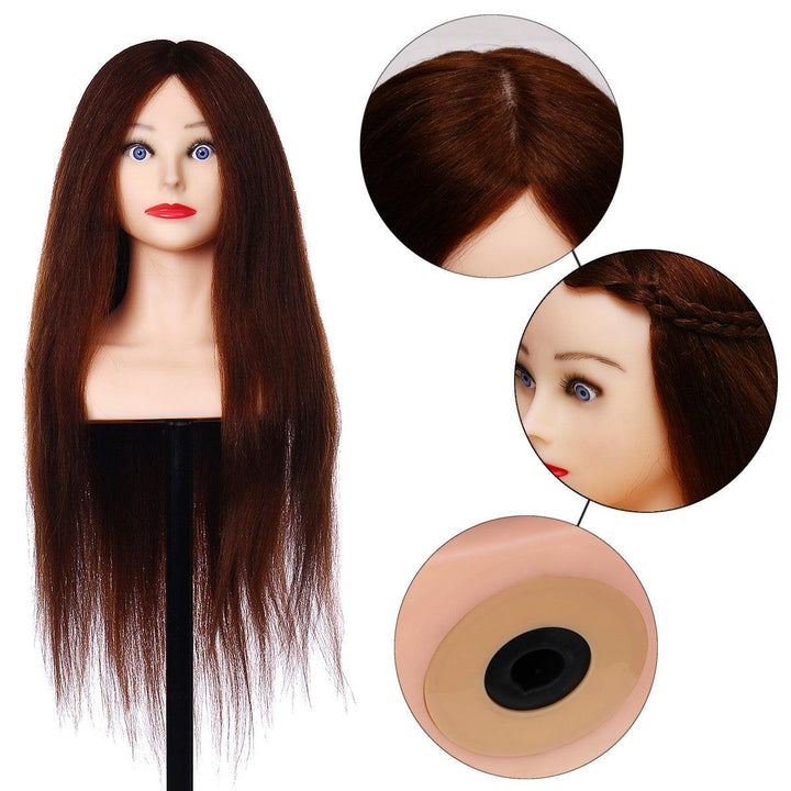 26'' 90% Real Human Hair Mannequin Head Hairdressing Training Head Model Salon