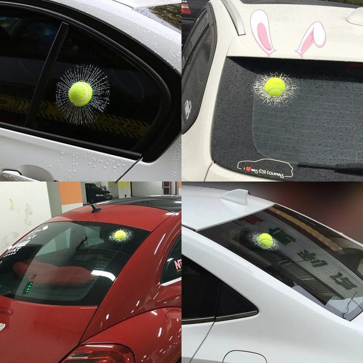 3D Smash Effect Tennis Ball Decal ‚Äì Car Window Sticker