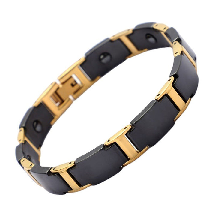 Titanium Stainless Steel Ceramic Bracelet Gold Plated