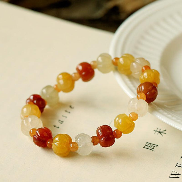 Fashion Golden Silk Jade Lotus Beads Jade Beaded Bracelet