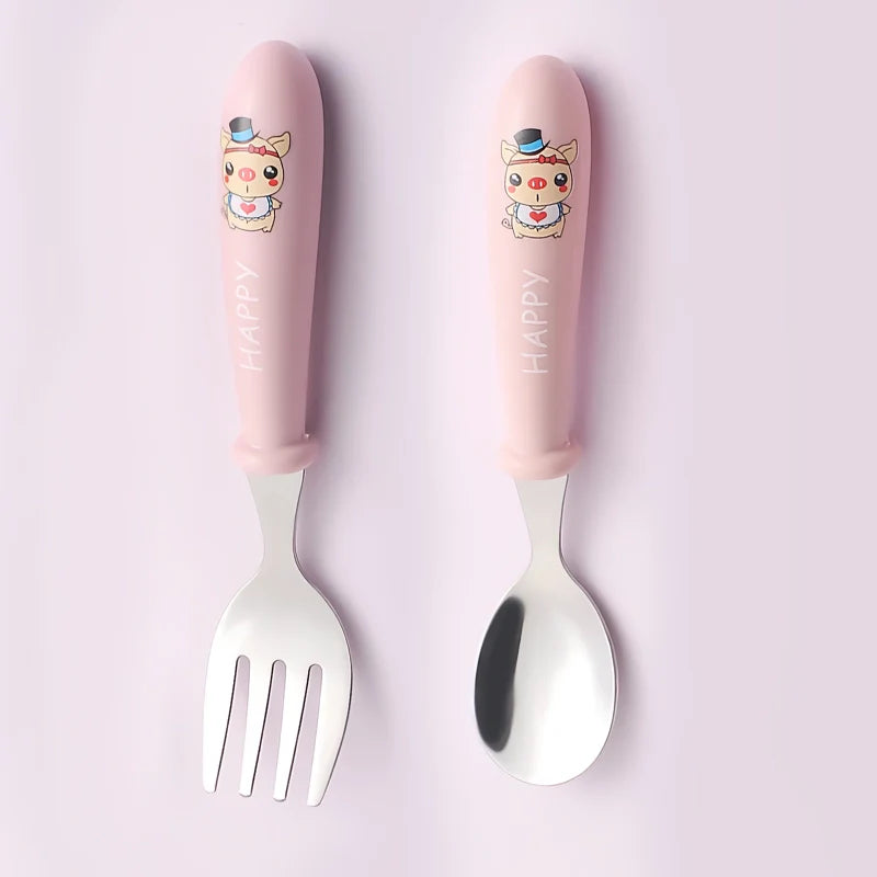 Charming Cartoon Stainless Steel Toddler Cutlery Set