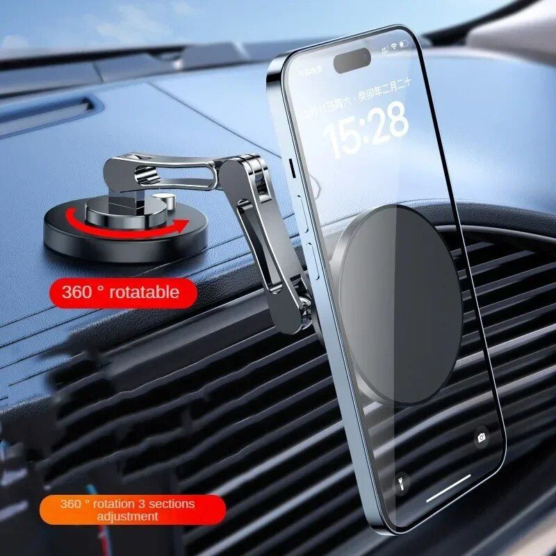 Magnetic 360¬∞ Rotating Car Phone Holder for iPhone 12, 13 & 14 with Foldable Stand