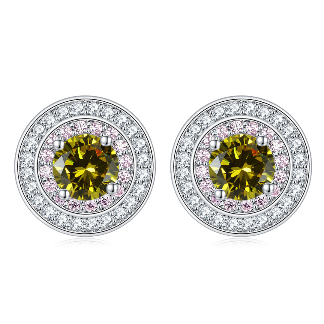 Sterling Silver Round Micro Set Zircon Earrings