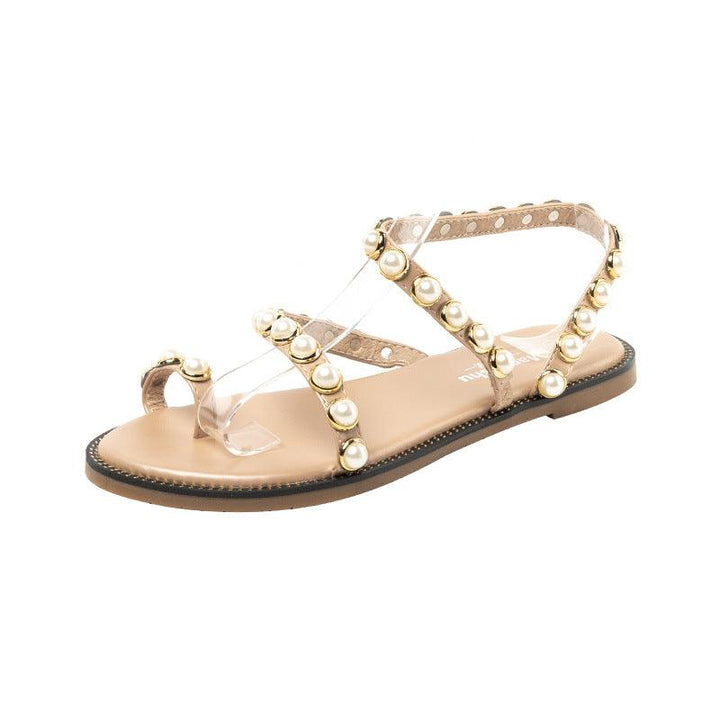 New Roman With Pearl Flat Bottom Casual And Comfortable