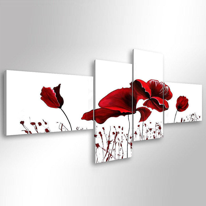 4PCS Geometric Flower Canvas Art Print Paint Wall Picture Poster Mural DIY Decorations