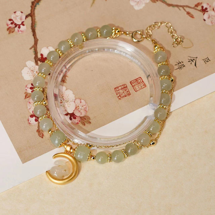 Women's Fashionable Natural Hetian Jade Rabbit Bracelet