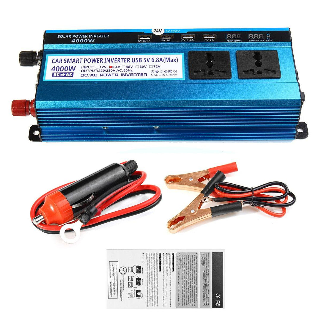 4000W LCD Solor Power Inverter DC 12V/24V/48V To AC 220V Converter 3 Sockets 4 USB Ports - MRSLM