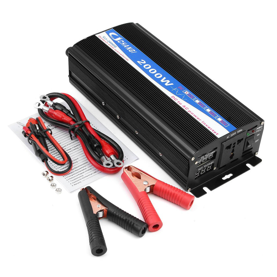 2000W Pure Sine Wave Inverter LED Power Invert 12V DC To 220V AC Power-bank